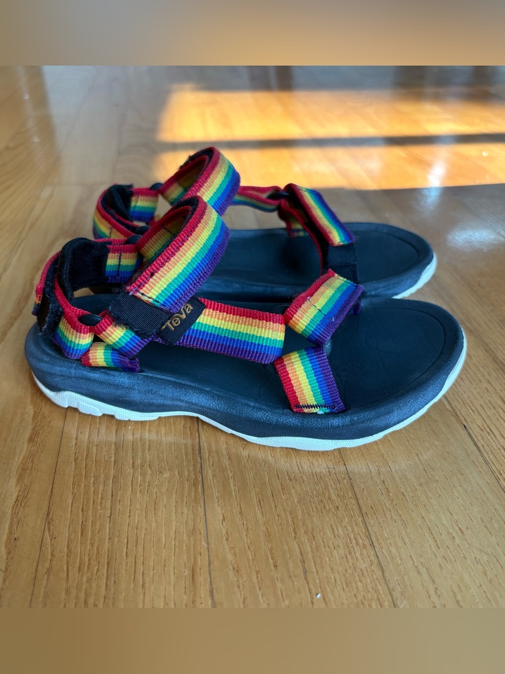 Teva Hurricane XLT 2 Sandals Colorful Rainbow Black Striped Unisex Kids Size 11